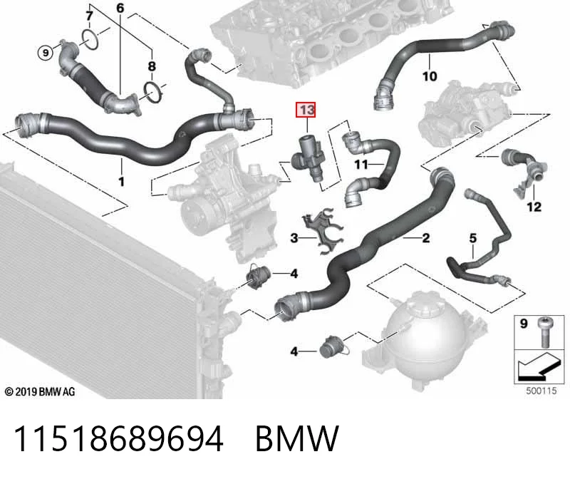 11518689694 BMW Регулюючий клапан охолоджувальної рідини