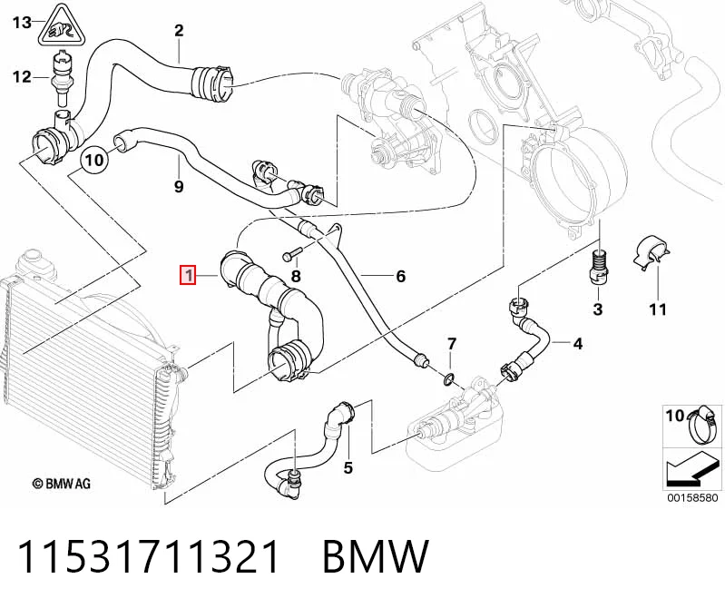 11531711321 BMW Шланги системи охолодження