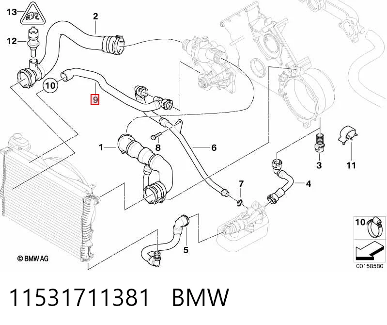 11531711381 BMW Патрубок системи охолодження