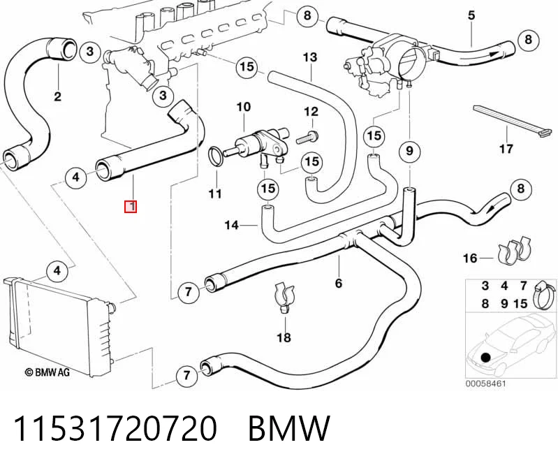 11531720720 BMW Шланги системи охолодження