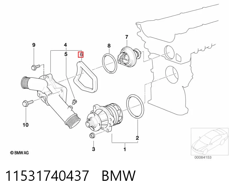 11531740437 BMW Прокладка корпусу термостата