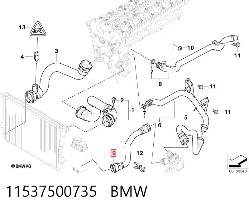11537500735 BMW Шланг термостата