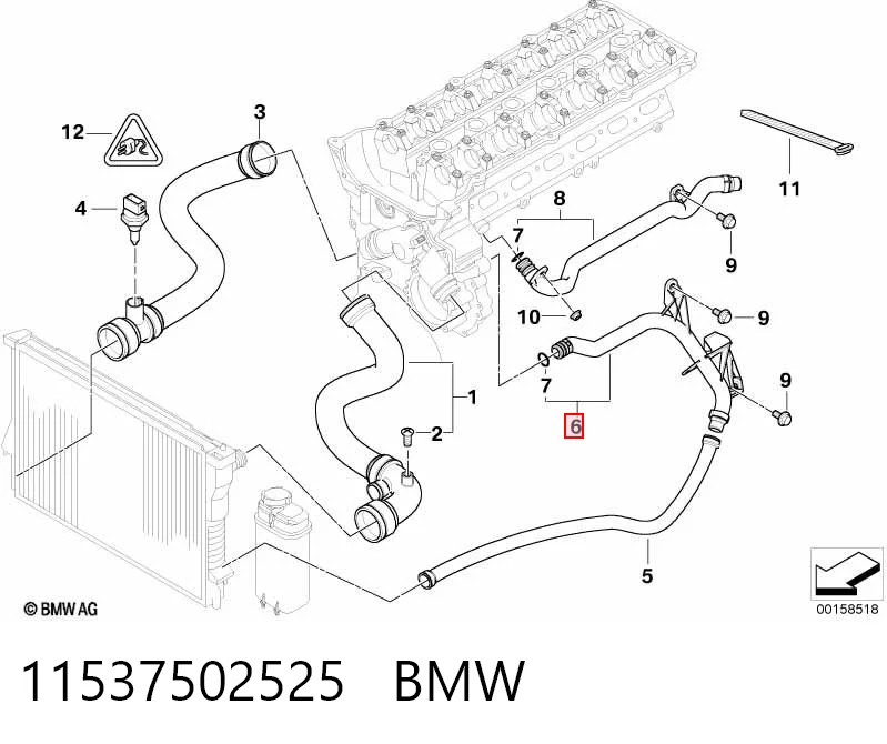 11537502525 BMW Шланг термостата
