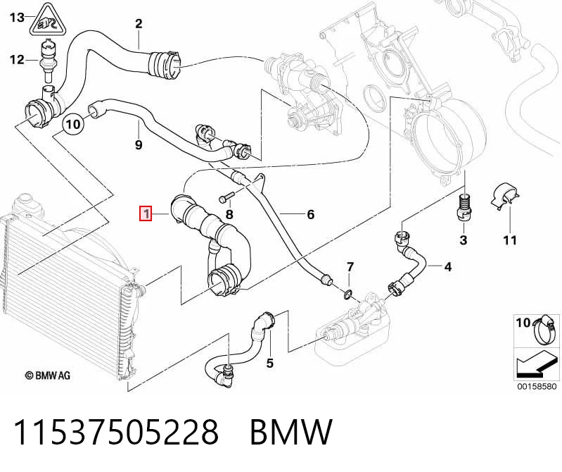 11537505228 BMW Патрубок системи охолодження