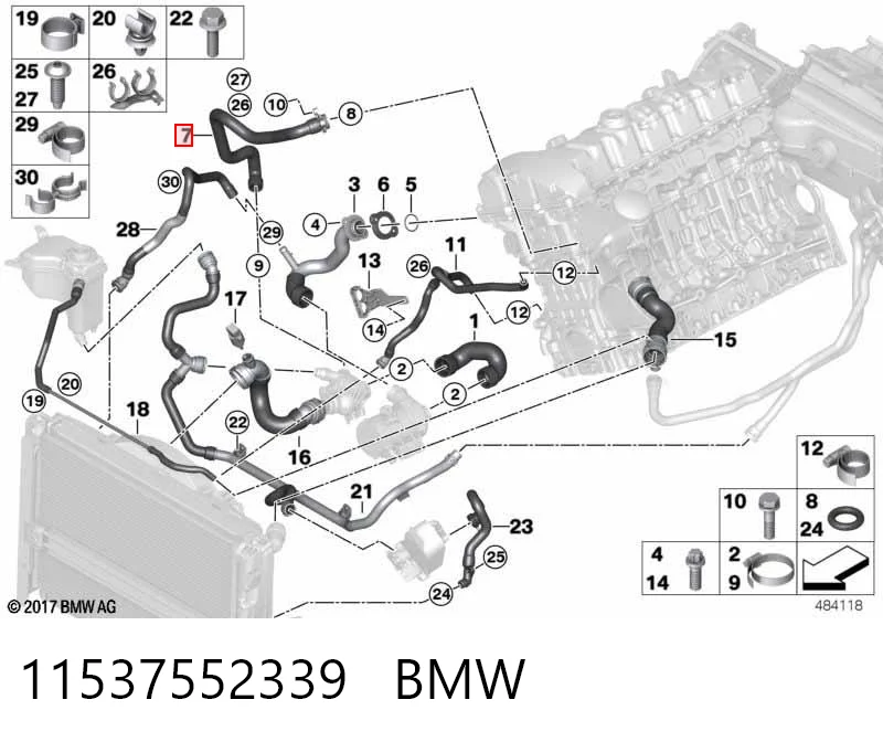11537552339 BMW Шланг (патрубок) термостата