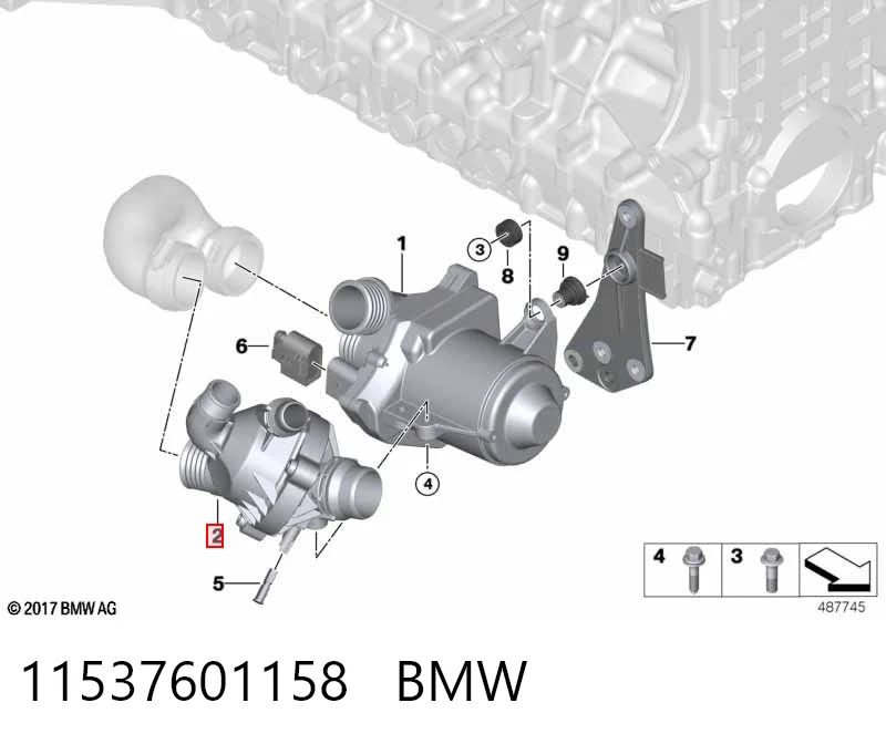 11537601158 BMW Корпус термостата в зборі