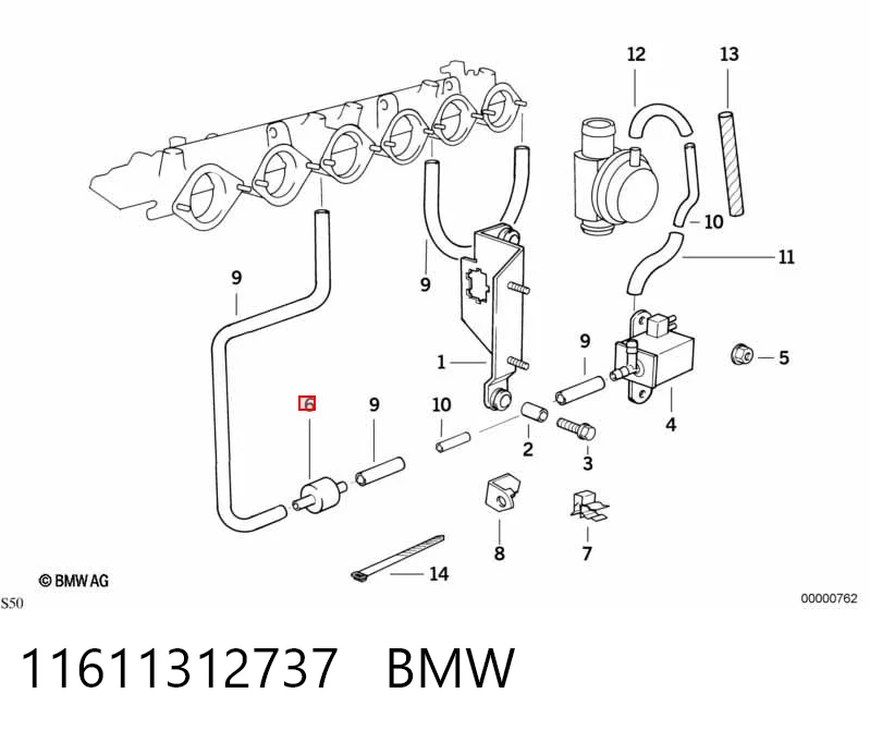 11611312737 BMW Клапан зворотній, пневматичний
