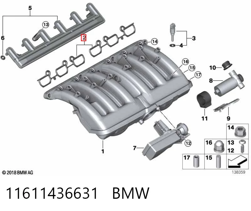 11611436631 BMW Прокладка впускного колектора