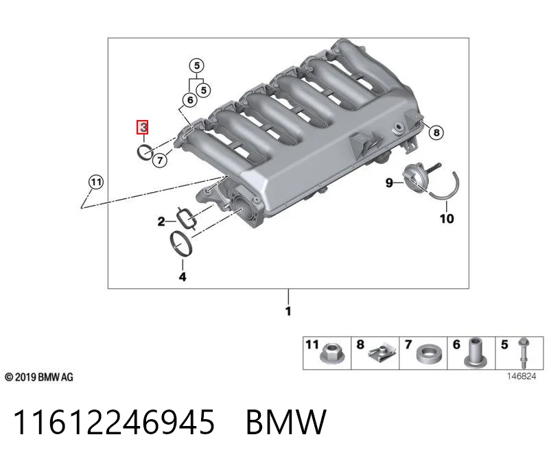 11612246945 BMW Прокладка впускного колектора
