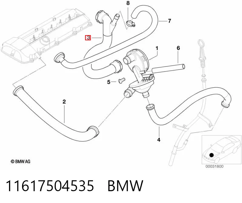 11617504535 BMW Шланг повітряний вентиляції картера