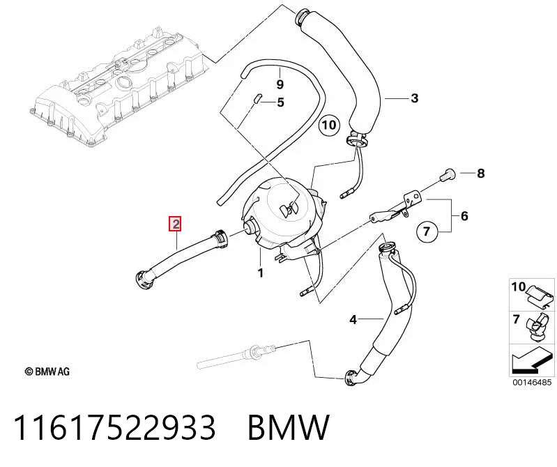 11617522933 BMW Шланг повітряний вентиляції картера