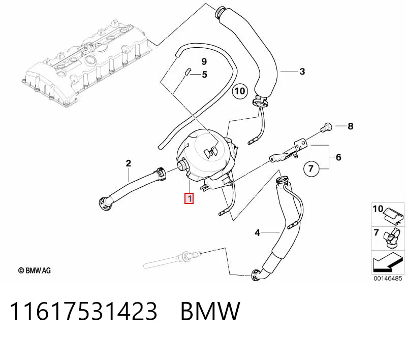 11617531423 BMW Клапан PCV (вентиляції картерних газів)