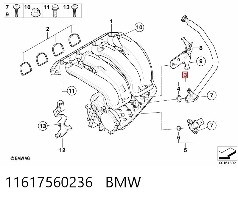 11617560236 BMW Шланг повітряний вентиляції картера