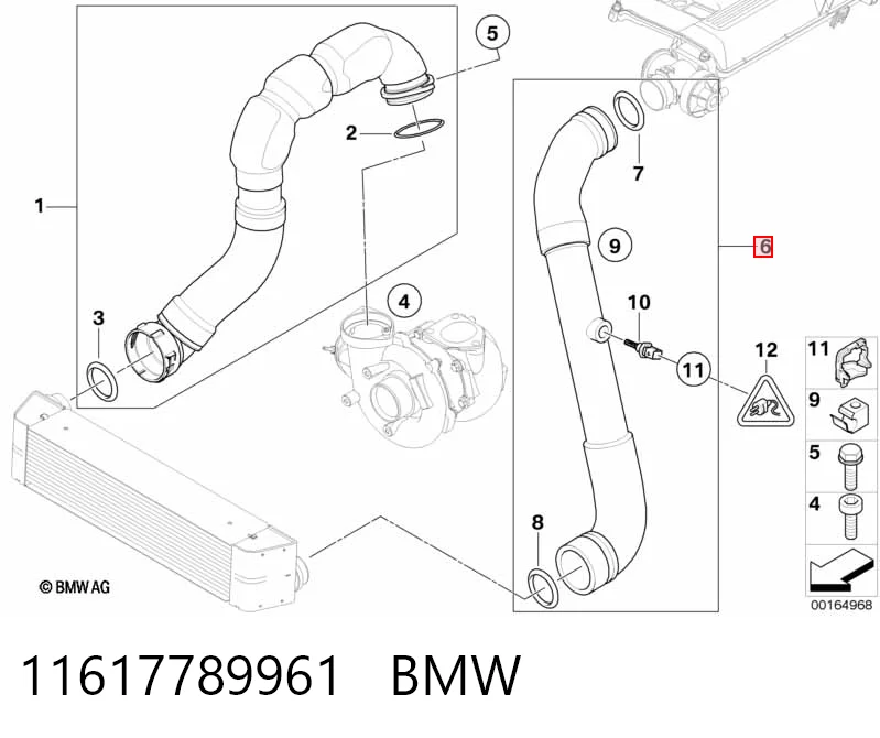 11617789961 BMW Шланг/патрубок интеркуллера