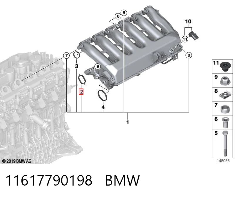 11617790198 BMW Прокладка впускного колектора