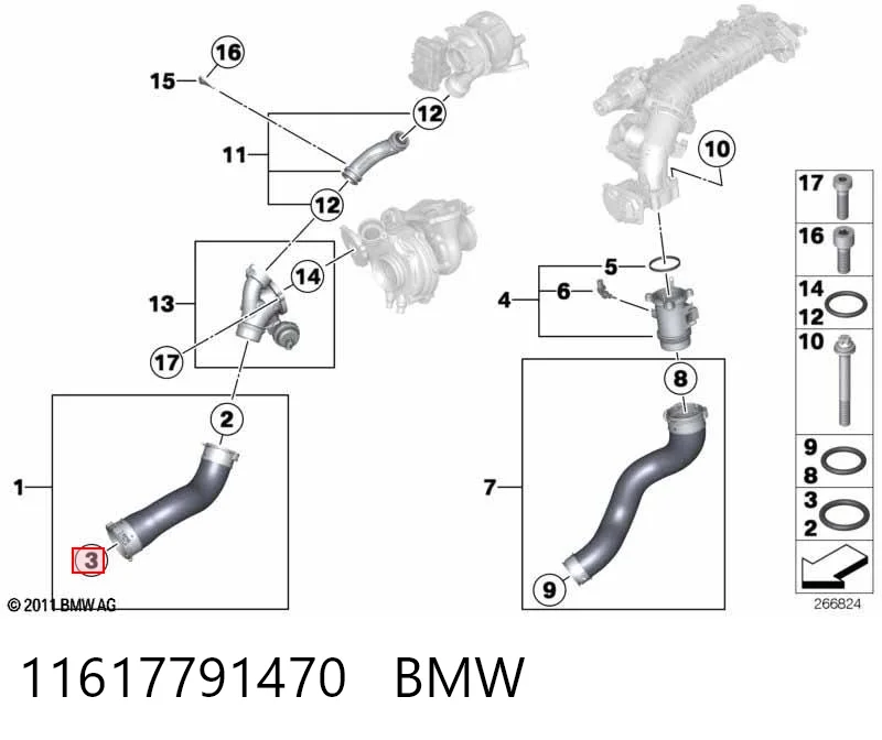 11617791470 BMW Кільце ущільнювача патрубка интеркуллера