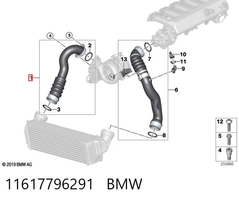 11617796291 BMW Трубка, що нагнітається