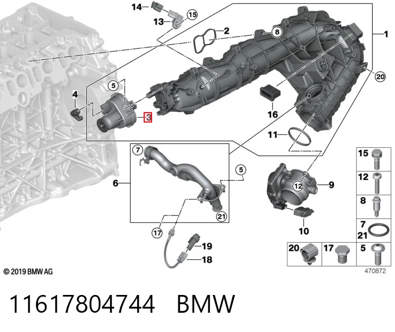 11617804744 BMW Клапан управління заслінкою впускного колектора