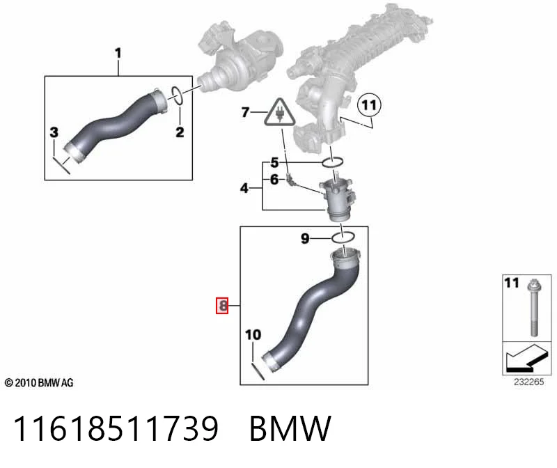 11618511739 BMW Трубка, що нагнітається