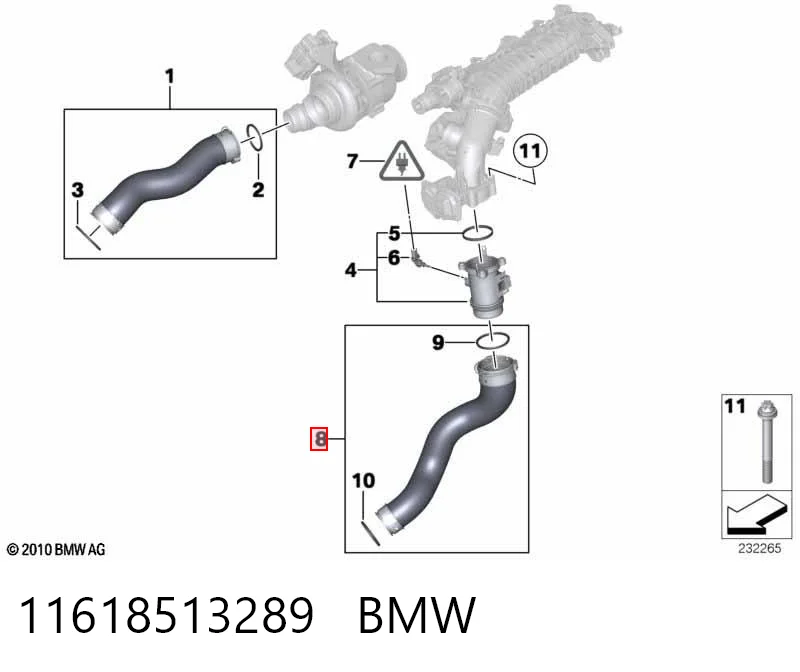 11618513289 BMW Трубка, що нагнітається