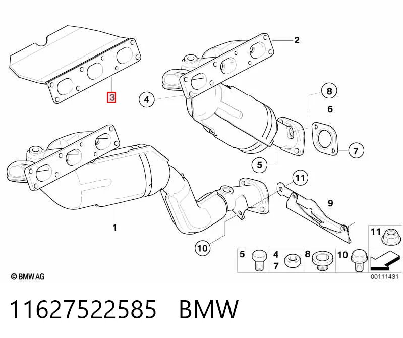 Прокладка випускного колектора BMW 5 седан (E39) (1995 - 2003) ціна, від 82.93 USD