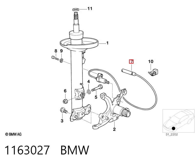 1163027 BMW Передній правий датчик абс