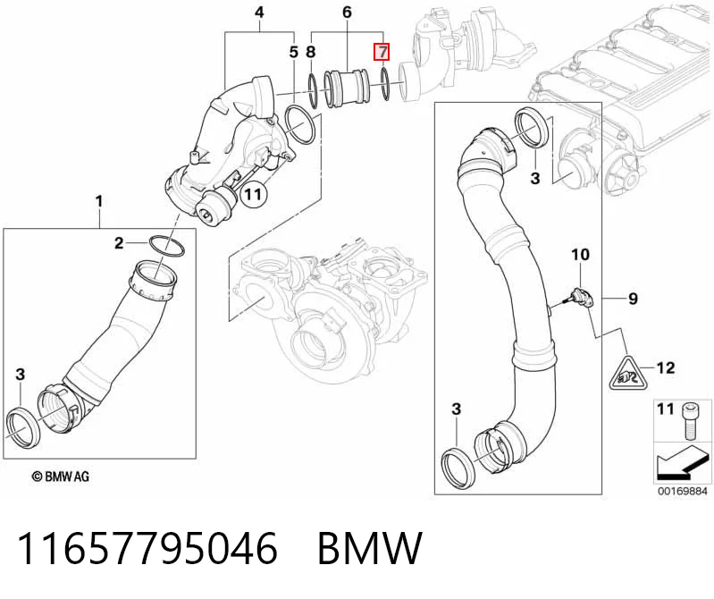11657795046 BMW Ущільнююче кільце патрубка турбіни, наддува