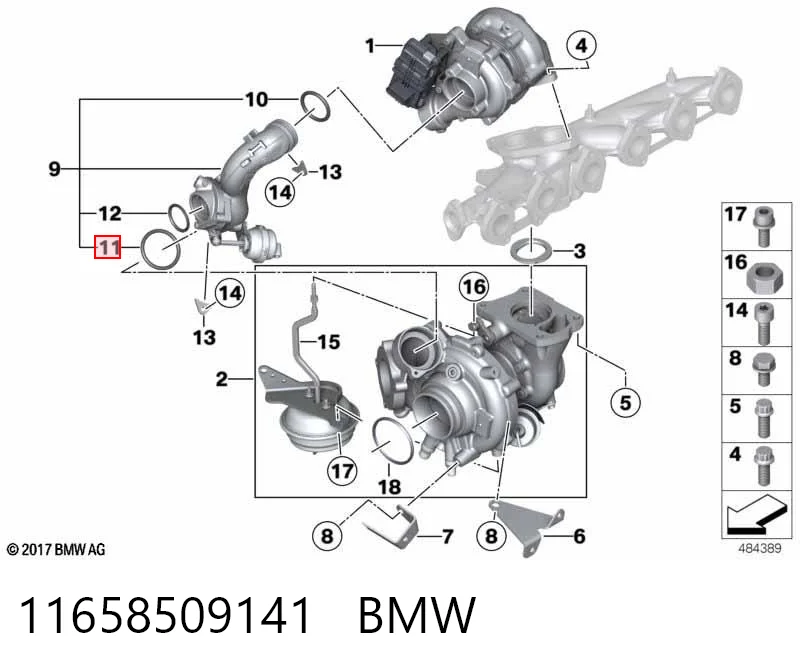 11658509141 BMW Кільце патрубка турбіни, повітря, що нагнітається