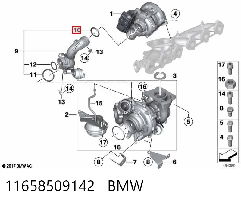 11658509142 BMW Кільце патрубка турбіни, повітря, що нагнітається