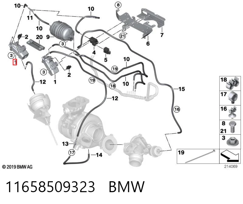 11658509323 BMW Клапан перетворювач тиску наддуву (соленоїд)