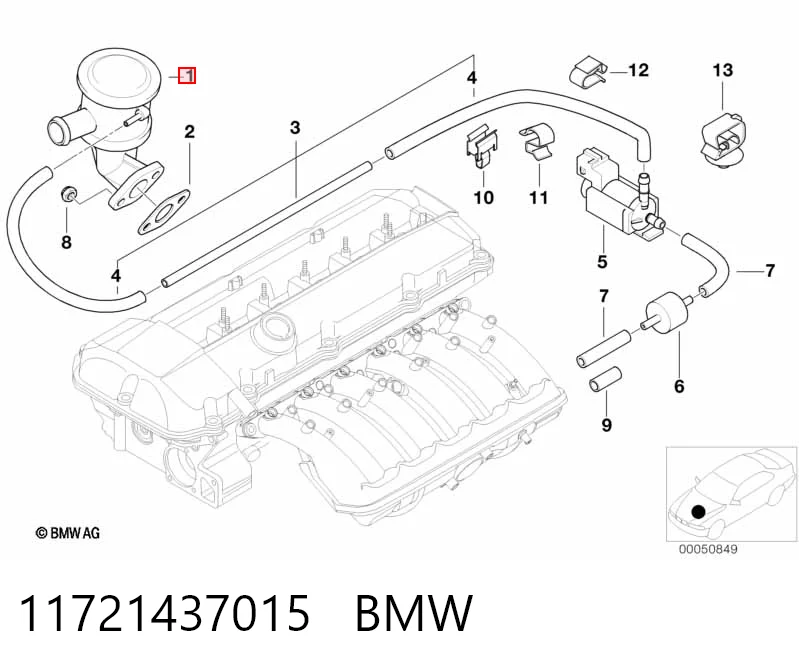 11721437015 BMW Клапан подачі вторинного повітря