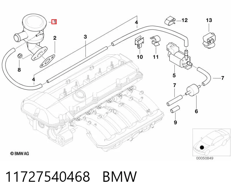 11727540468 BMW Клапан подачі вторинного повітря