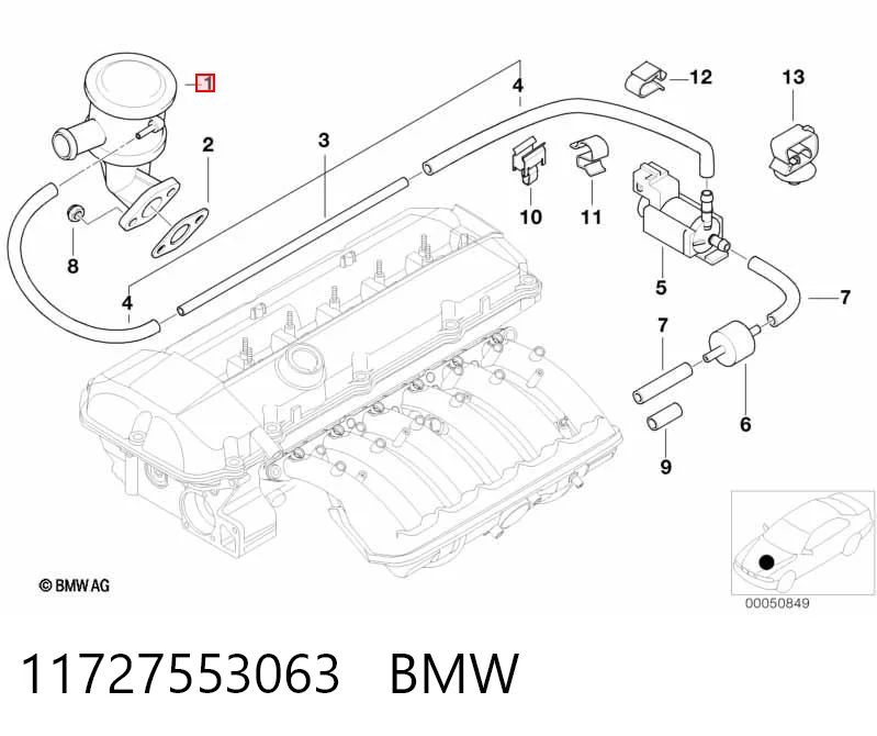 11727553063 BMW Клапан подачі вторинного повітря