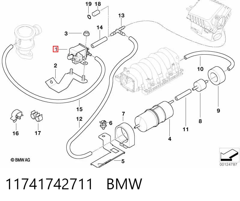 11741742711 BMW Клапан перетворювач тиску наддуву (соленоїд)