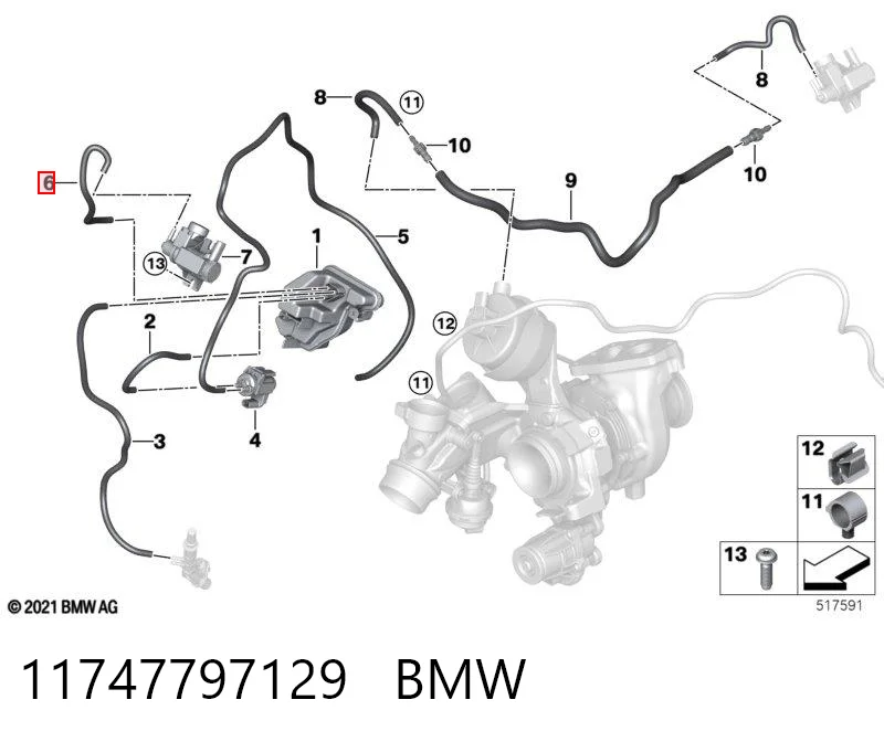 11747797129 BMW Вакуумний шланг управління турбіною