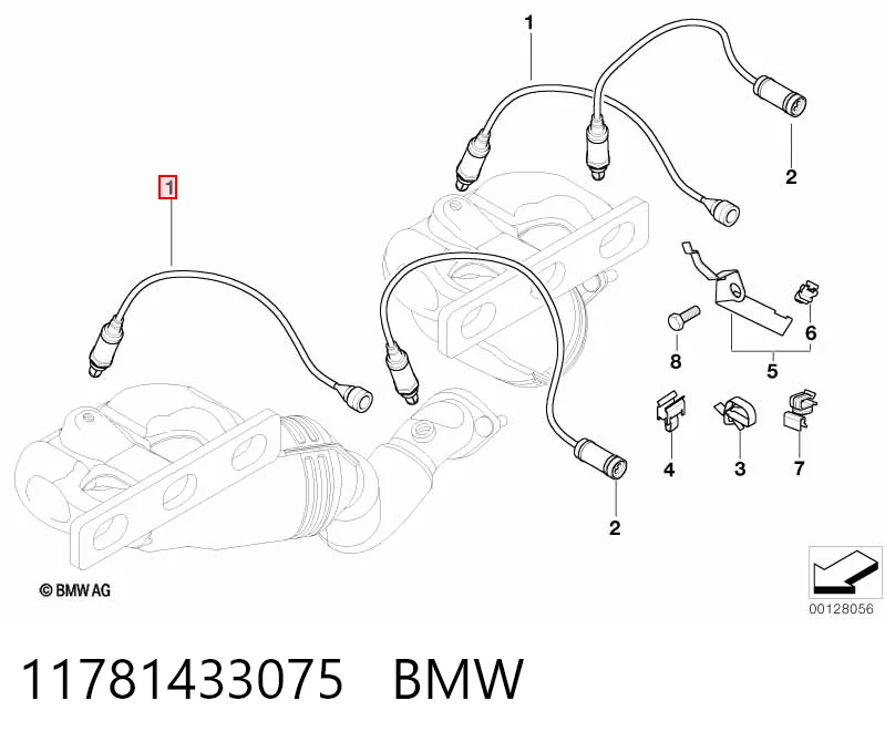 11781433075 BMW Лямбдазонд, датчик кисню до каталізатора, лівий