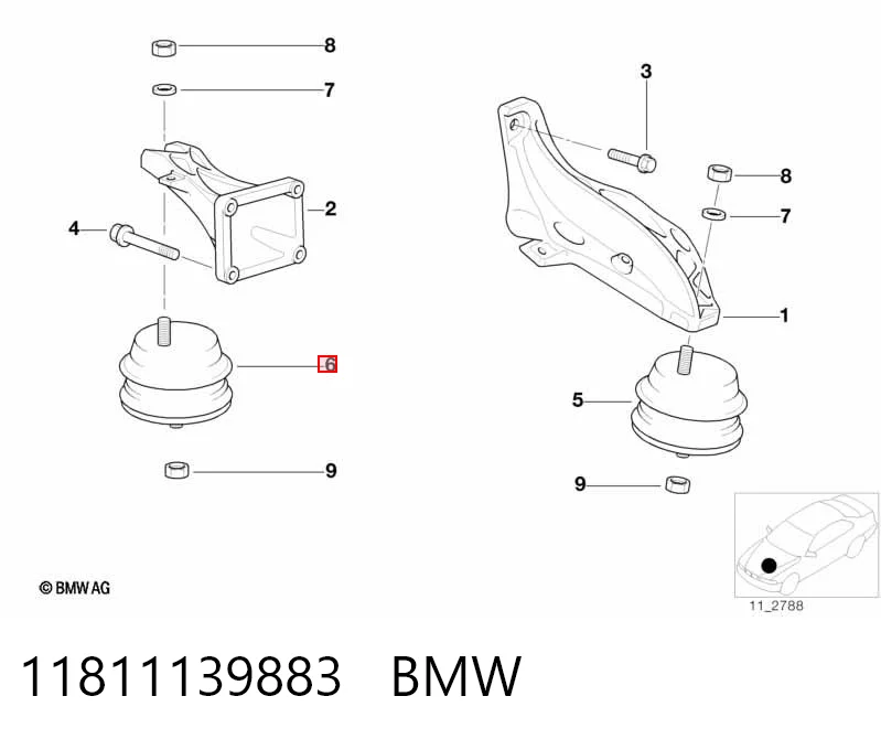 11811139883 BMW Подушка (опора) двигуна, ліва/права