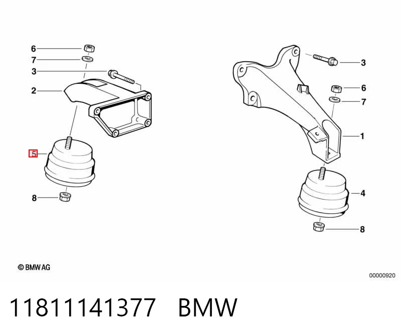 11811141377 BMW Подушка (опора) двигуна, ліва/права