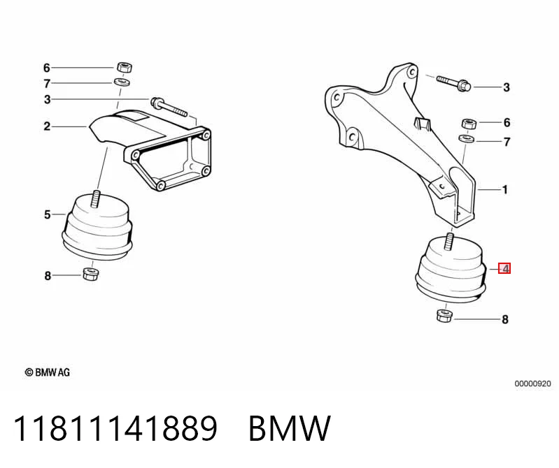  Подушка (опора) двигуна, права BMW 3 