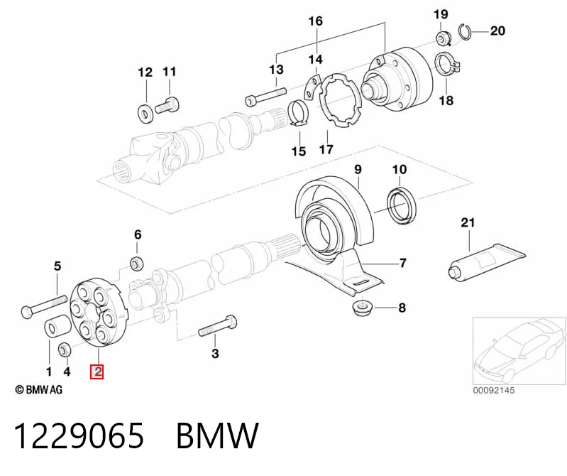 1229065 BMW Гумова пружна муфта кардана передня
