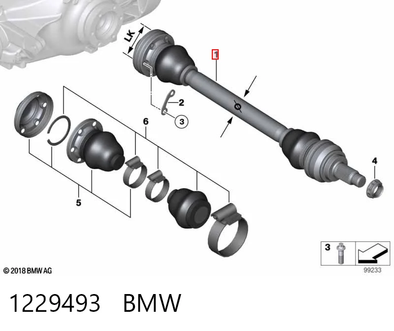 1229493 BMW Піввісь задня, ліва