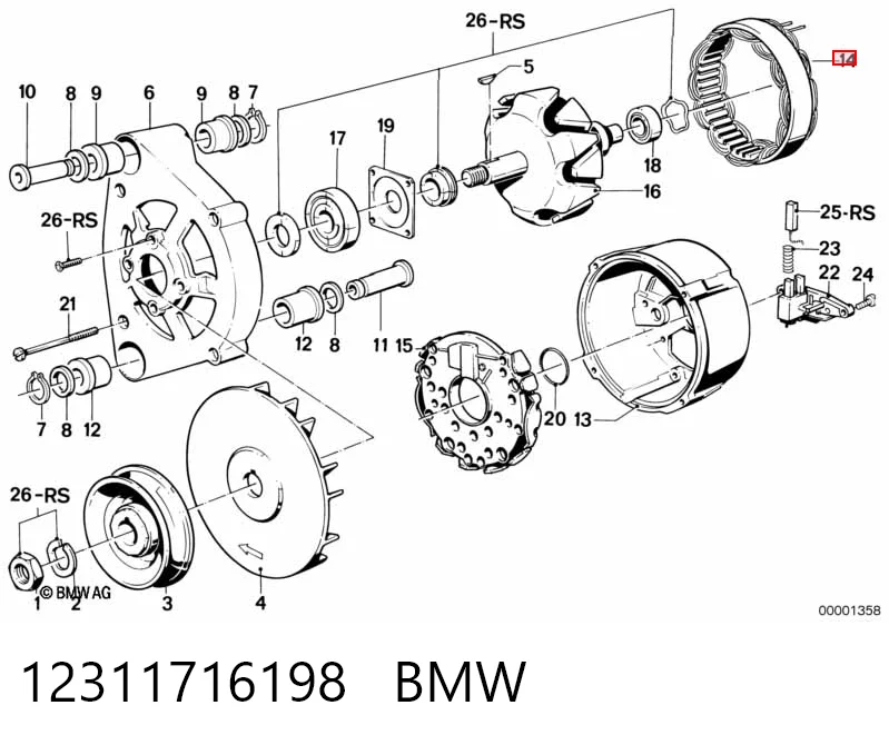 90017590 Opel Обмотка генератора, статор
