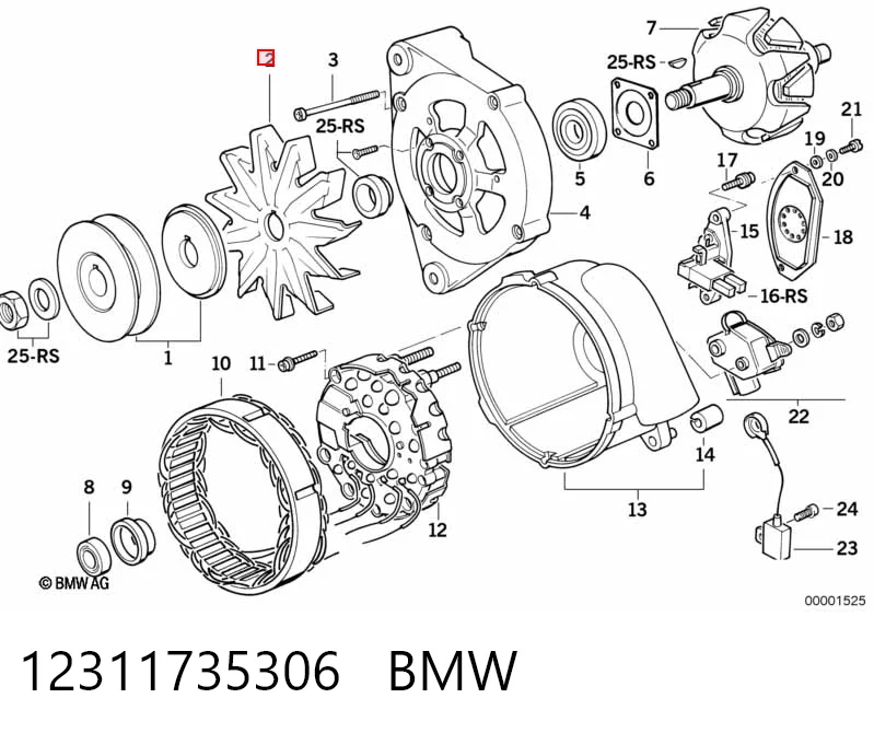 Крильчатка генератора General Motors 8586091 ціна, від 5.26 USD