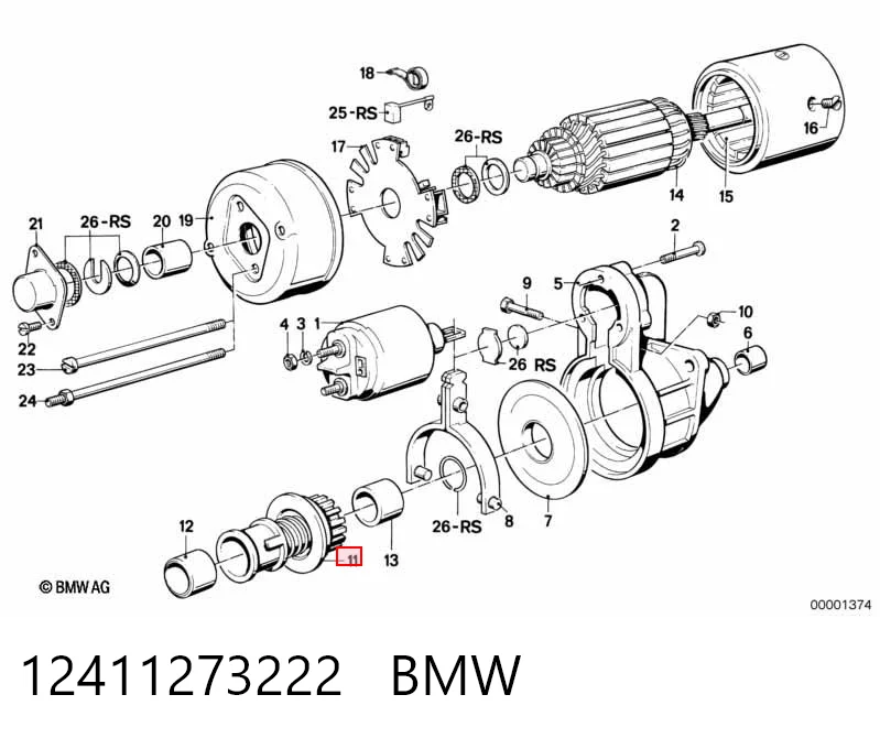 12411273222 BMW Привід стартера бендикс