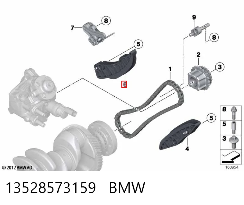 13528573159 BMW Заспокоювач ланцюга ГРМ, правий