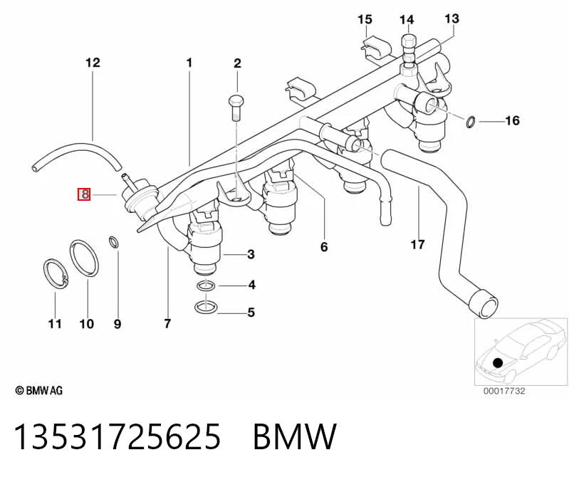 Регулятор тиску палива в паливній рейці Bosch 280160697