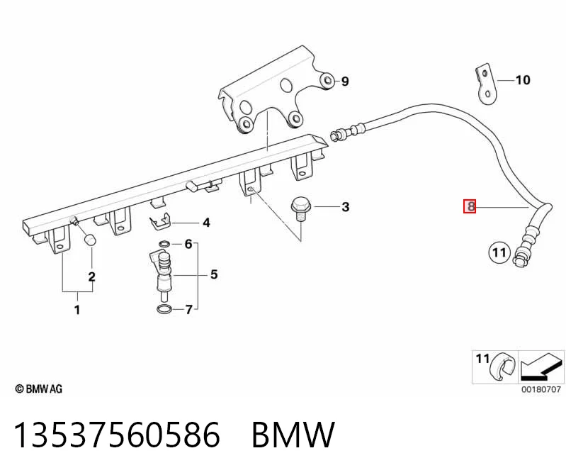 13537560586 BMW Трубка паливна, зворотня від форсунок