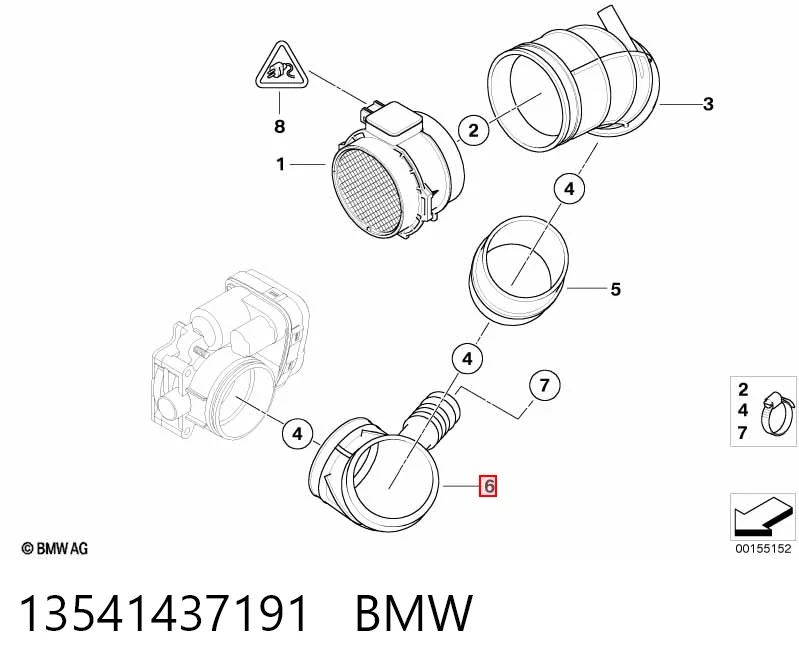 13541437191 BMW Патрубок повітряний, дросельної заслінки