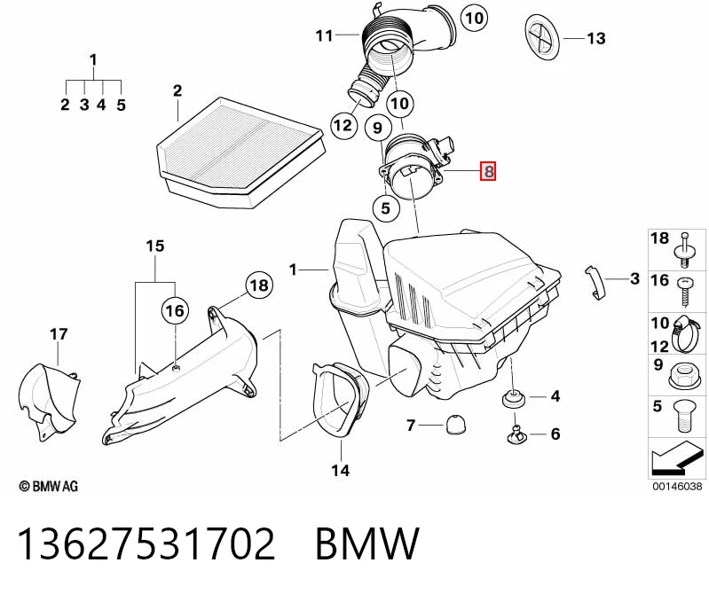 13627531702 BMW Датчик витрати повітря