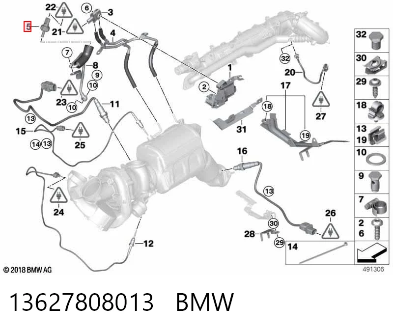 13627808013 BMW Датчик тиску вихлопних газів